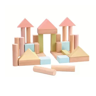 Plan Toys Pastelowe klocki drewniane 40 szt. - Klocki - miniaturka - grafika 3