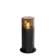 Lampy stojące - QAZQA Lampa podłogowa zewnętrzna czarna z kloszem dymionym sześciokątnym 30 cm - Dania - miniaturka - grafika 1
