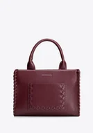 Torebki damskie - Damski kuferek z imitacji skóry z dekoracyjną plecionką bordowy - miniaturka - grafika 1