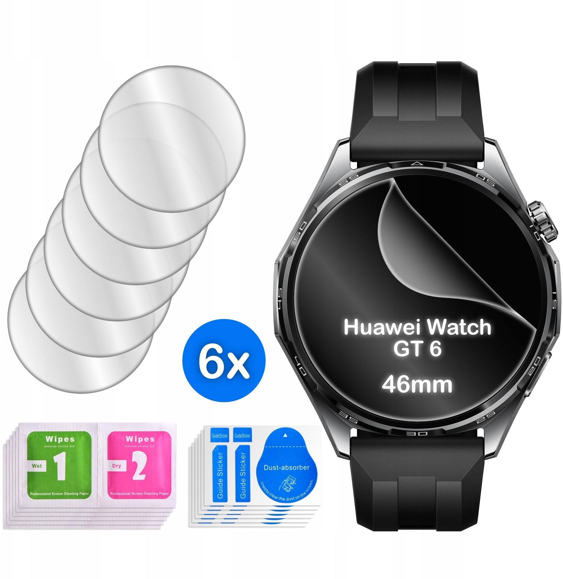 krainaGSM FOLIA do Huawei Watch GT 6 46mm HYDROŻELOWA OCHRONNA na ekran 3D 6 sztuk