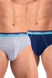 Slipy męskie bawełniane (2 pack) z kontrastującymi lamówkami MPP 340 Key - Majtki męskie - miniaturka - grafika 1
