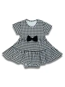 Body dla niemowląt - Dziewczęce sukienko-body na krótki rękaw pepitka biała Nicol,r.74 - miniaturka - grafika 1