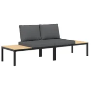Sofy ogrodowe - vidaXL 2-częściowa sofa ogrodowa z poduszkami czarna aluminium - miniaturka - grafika 1