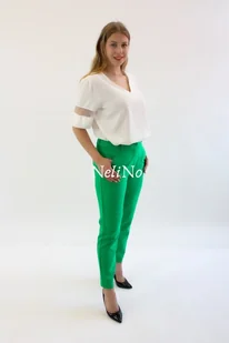 Eleganckie spodnie Sawanna Zielone 40 - Spodnie damskie - miniaturka - grafika 1
