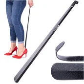 Dekoracje domu - Elegancka długa łyżka do butów metalowa wygodna grafitowa 66 cm - miniaturka - grafika 1