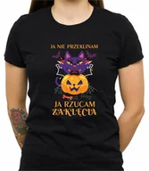 Koszulki i topy damskie - Koszulka Z Zabawnym Nadrukiem, Ja Rzucam Zaklęcia 02, Halloween, Damska, Czarna, Rozmiar Xl - miniaturka - grafika 1