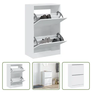 The Living Store Szafka na buty biała 60x34x96,5 cm Materiał drewnopochodny - Szafki na buty The Living Store Szafka na buty biała 60x34x96,5 cm Materiał drewnopochodny - Szafki na buty - miniaturka - grafika 1