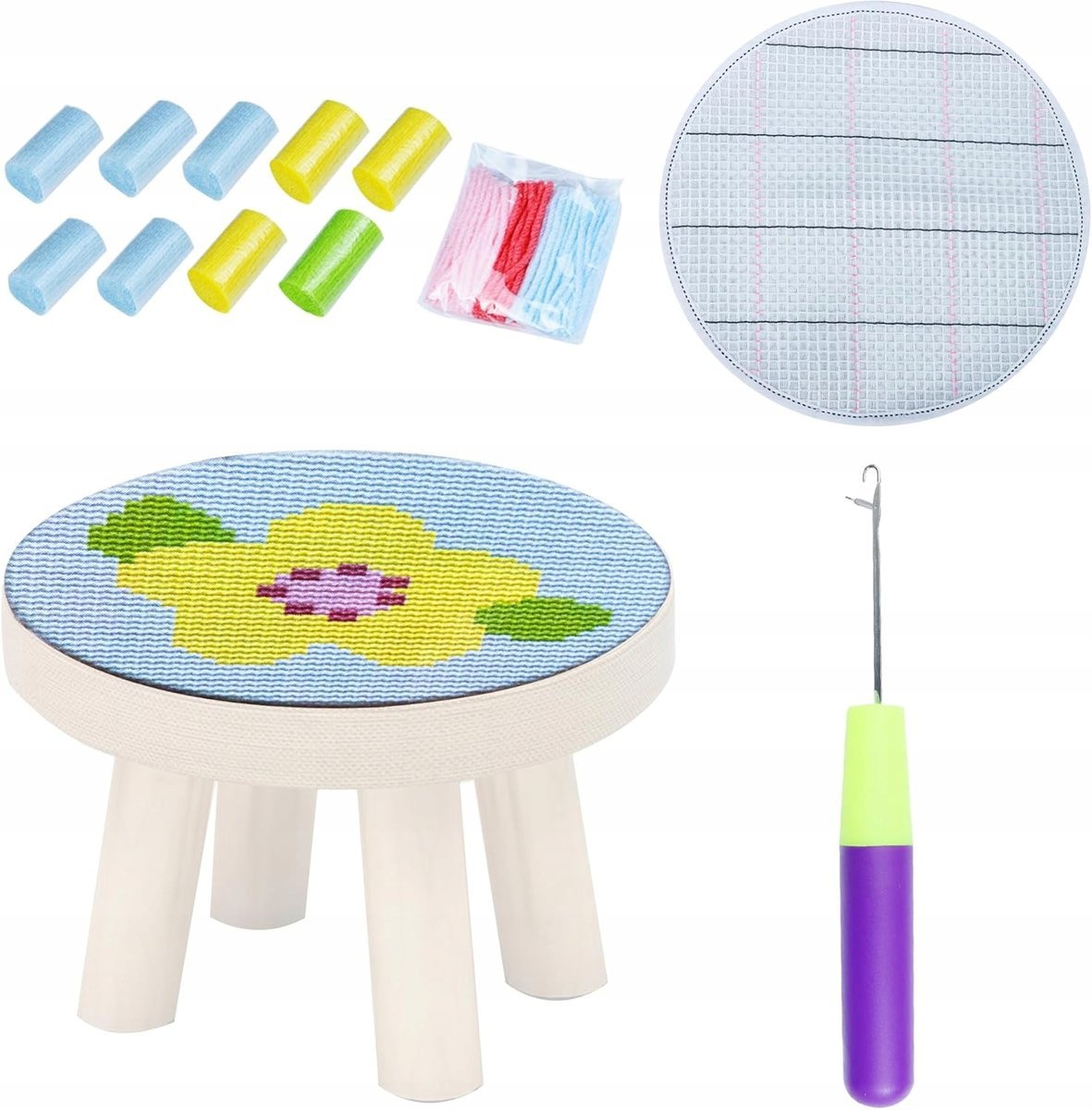 Zestaw do haftowania dla początkujących DIY okrągła podkładka na siedzisko