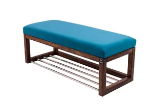 Ławka na buty LPG-4 50 cm EMRAWOOD drewno lite kolor orzech siedzisko gładkie kolor turkus - Ławki do przedpokoju Ławka na buty LPG-4 50 cm EMRAWOOD drewno lite kolor orzech siedzisko gładkie kolor turkus - Ławki do przedpokoju - miniaturka - grafika 1