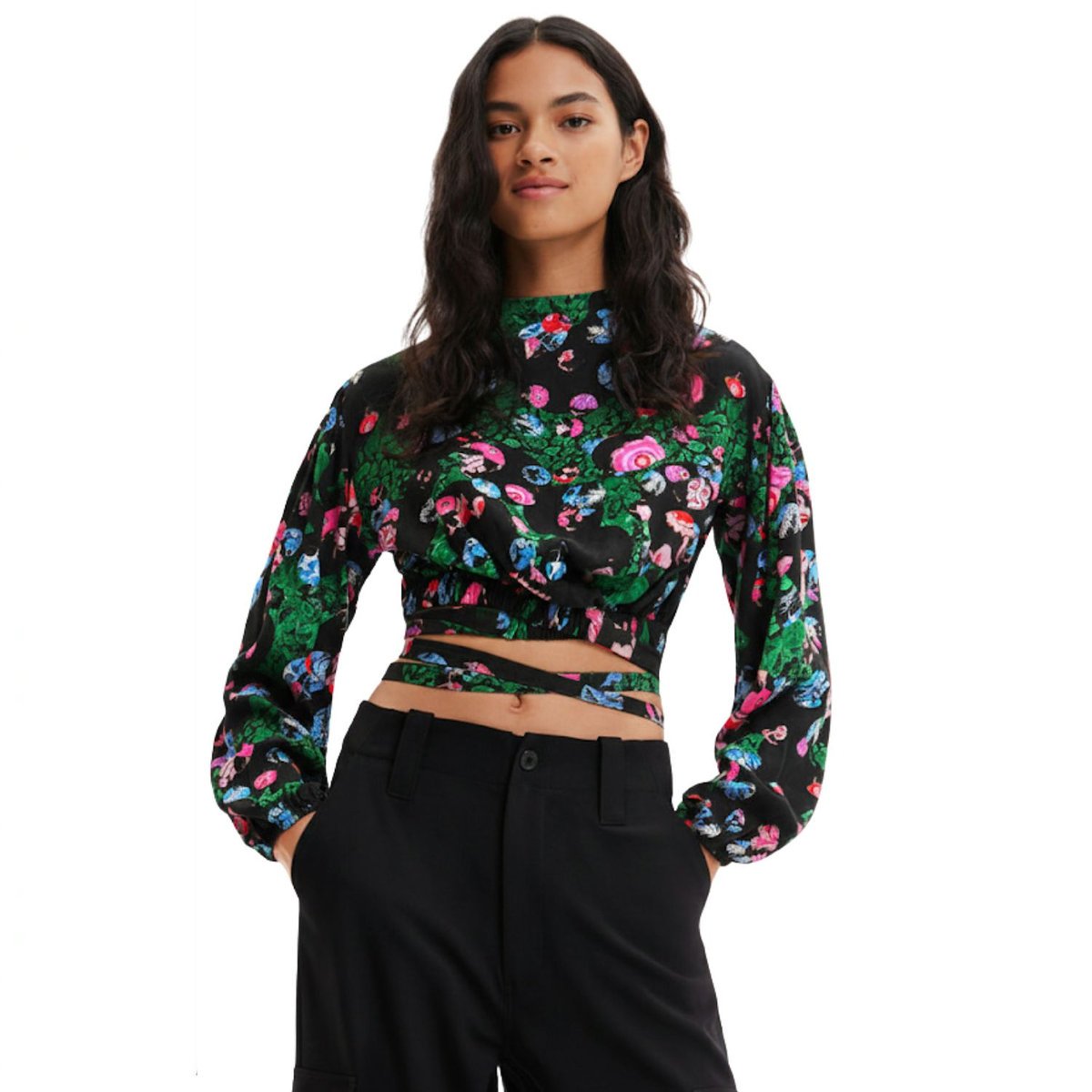 Bluzka damska Desigual by Mr. Christian Lacroix Garden czarna w kwiaty-L