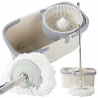 Miotły, szufle, mopy - Mop Obrotowy Rotacyjny 360 Spin Turbo Wiadro Zestaw Nakładka Mikrofibra - miniaturka - grafika 1