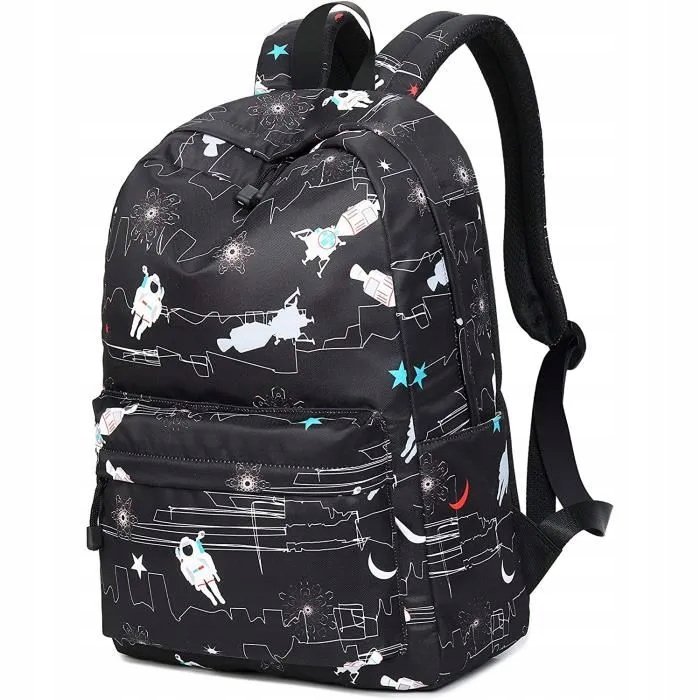 Joymoze Plecak Szkolny Miejski Czarny Wzór Kosmonauta