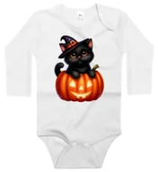 Body dla niemowląt - Body dziecięce Czarny Kotek Czarodziej W Dyni Halloween 62/68 - miniaturka - grafika 1