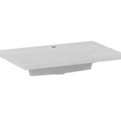 Szafki łazienkowe - Umywalka wpuszczana EDGE 70 cm biały mat kwarcowa z otworem - miniaturka - grafika 1