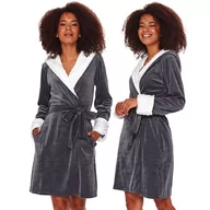 Bielizna nocna - Doctor Nap 7059 DARK GREY elegancki szlafrok XL - miniaturka - grafika 1