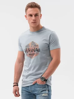 Koszulki męskie - T-shirt męski z nadrukiem - niebieski V-17B S1434 - grafika 1