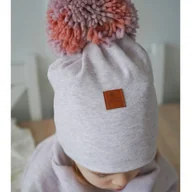 Czapki damskie - Hi Little One czapka zimowa niemowlęca ALPACA BOHO Dark Pink M Pom Pom - miniaturka - grafika 1