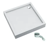 Brodziki prysznicowe - SCHEDPOL SCHEDLINE COLLECTION Brodzik kwadratowy zintegrowany FAVORY PLUS WHITE STONE 80x80x16 z systemem STABILSOUND PLUS 3ST.F1K-8080/B/ST GRATIS SYFON 90 MM- - miniaturka - grafika 1