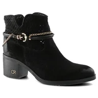 Botki damskie - Czarne Botki Damskie Carinii Stylowe Buty Jesienne - miniaturka - grafika 1