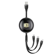 Kable USB - USAMS Kabel U69 3w1 1m czarny/black (lightning/microUSB/USB-C) SJ508USB01 (US-SJ508) - miniaturka - grafika 1