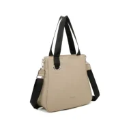 Torebki damskie - Pojemna Torebka Damska Shopper Worek A4 LUIGISANTO Beżowa Skóra Eko - miniaturka - grafika 1