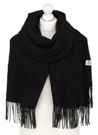 Apaszki i szaliki damskie - Klasyczny czarny szalik damski PETERSON duży szal z frędzlami jesień zima ciepły i miły w dotyku elegancki prezent - miniaturka - grafika 1