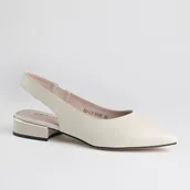 Czółenka - Czółenka klocek skóra GOODIN GD-LH-2008 klasyk szpic eleganckie beżowe 36 - miniaturka - grafika 1