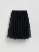 Spodnie i spodenki dla dziewczynek - Reserved - Tiulowa spódnica z kokardkami - czarny - miniaturka - grafika 1