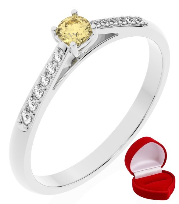 ZŁOTY PIERŚCIONEK ZARĘCZYNOWY 585 14k SZAFIR 0,09 ct BIAŁE ZŁOTO R8