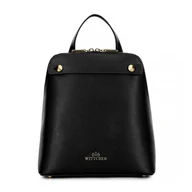 Torebki damskie - Damski plecak ze skóry trapezowy czarny - miniaturka - grafika 1