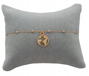 złota bransoletka kula ziemska ziemia koraliki 925 - Bransoletki - miniaturka - grafika 1