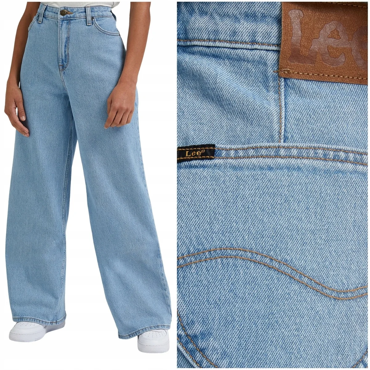 Lee Stella A Line wysokie szerokie damskie spodnie jeansowe palazzo W26 L31