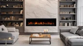 Kominki elektryczne - Kominek elektryczny AFLAMO Royal 3D 120 - ogień premium - na ścianę i do zabudowy - 120x48x22 cm - dekoracyjny kominek LED z grzaniem 750/1500 W - miniaturka - grafika 1