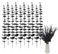 Sztuczne kwiaty - Gałązki sztuczne liście eukaliptusa zestaw 10szt czarne dekoracyjne ozdobne wystrój - miniaturka - grafika 1