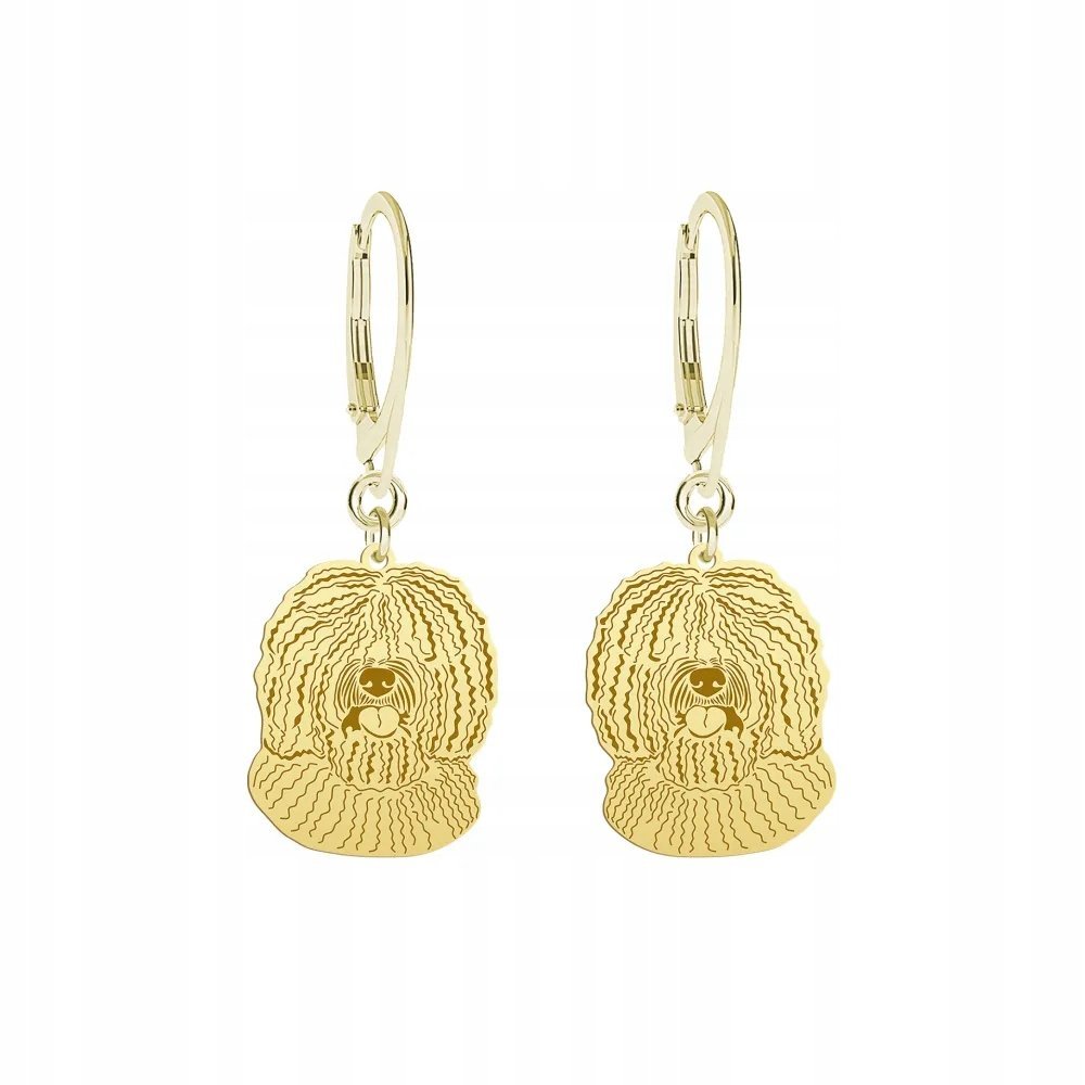Kolczyki Złote z psem Hiszpański Pies Dowodny 925 Prezent GRAWER GRATIS