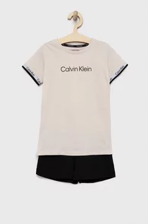 Piżamy damskie - Calvin Klein Underwear piżama bawełniana dziecięca kolor czarny z aplikacją - grafika 1