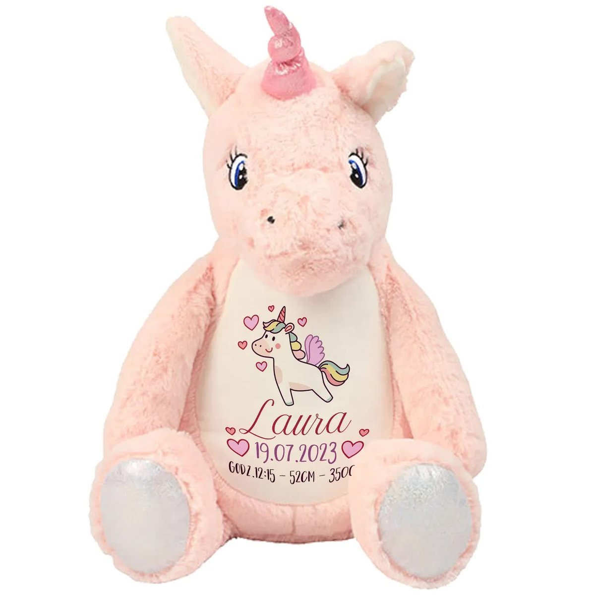 Maskotka Miś Jednorożec Na Prezent Urodziny METRYCZKA IMIĘ Wzory
