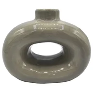 Świeczniki - Świecznik stołowy nowoczesny ceramiczny brązowy okrągły - miniaturka - grafika 1