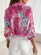 Koszule damskie - Koszula damska w kolorowe wzory - Jasnoróżowy - miniaturka - grafika 1