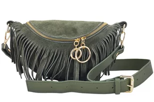 Saszetka nerka damska zamszowa - Zielona - Torebki damskie Saszetka nerka damska zamszowa - Zielona - Torebki damskie - miniaturka - grafika 4