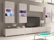 Meblościanki - Meblościanka Montreal IV Cashmere + niebieskie oświetlenie LED - miniaturka - grafika 1