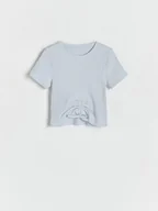 Koszulki dla dziewczynek - Reserved - T-shirt ze ściągaczem - jasnoniebieski - miniaturka - grafika 1