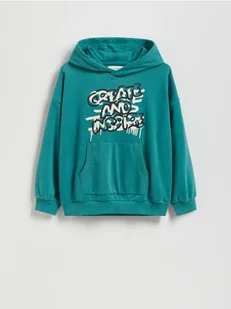 Reserved - Bawełniana bluza z kapturem - zielony - Bluzy dla chłopców - miniaturka - grafika 1