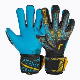 Rękawice bramkarskie Reusch Attrakt Aqua Finger Support black/gold/aqua - Piłka nożna - miniaturka - grafika 1