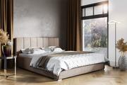 Łóżka - Łóżko tapicerowane pikowane z materacem Ledo 120x200 Beżowe - miniaturka - grafika 1
