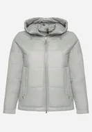 Kurtki damskie - Miętowa Pikowana Kurtka o Pudełkowym Kroju z Szerokim Kołnierzem Evindas - miniaturka - grafika 1