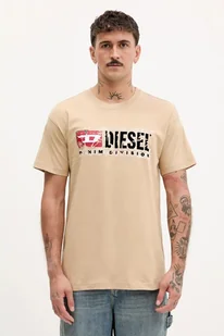 Diesel t-shirt bawełniany T-NORM-T6 męski kolor beżowy z nadrukiem A19436.0PLAT - Koszulki męskie - miniaturka - grafika 1