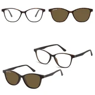 Okulary korekcyjne, oprawki, szkła - Damskie okulary pod korekcję z polaryzacyjną Nakładką przeciwsłoneczną na magnes CLIP-TRC-189B-2 - miniaturka - grafika 1