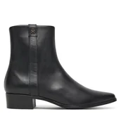 Botki damskie - Botki Tommy Hilfiger Th Leather Pointy Zip Bootie FW0FW08980 Czarny - miniaturka - grafika 1