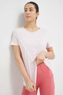 Guess t-shirt bawełniany kolor różowy - Koszulki sportowe damskie - miniaturka - grafika 1